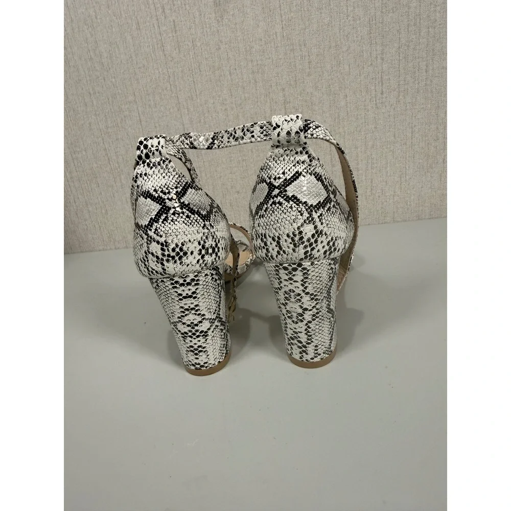 Allegra K Women's Snakeskin Heels Chunky Heels Ankle Strap Sandals women size 7